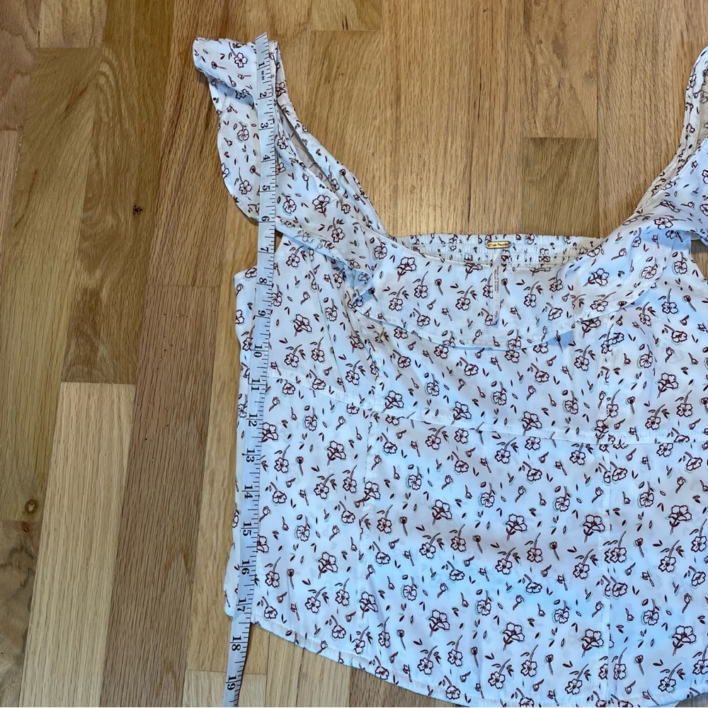 Free People Floral Top Boho Rimantic Feminine Ruffle Straps Cropped Womens Small - Picture 11 of 11